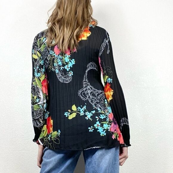 Allison Taylor Black Floral Long Sleeve Blouse - Picture 3 of 7